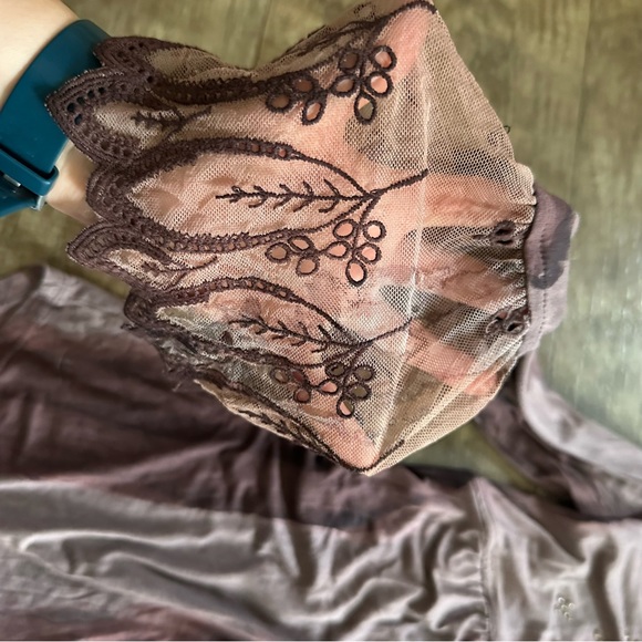 One World purple tie dye lace bell sleeve bohemian top - Picture 5 of 8